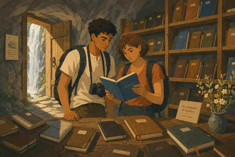 Cover illustration for The Blue Notebook, A2 Spanish story
