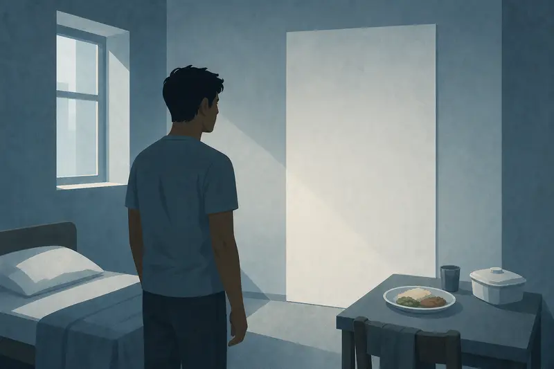 Cover illustration for The White Door, A0 Spanish story