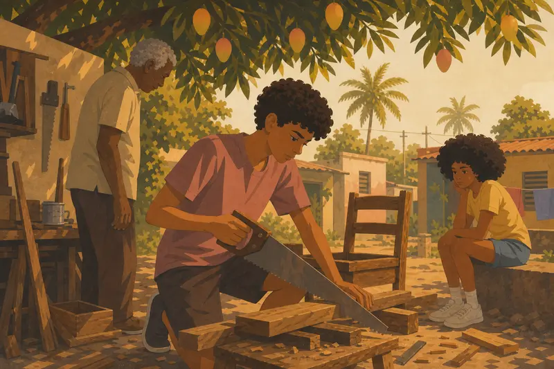 Cover illustration for Four Hands, A0 Spanish story