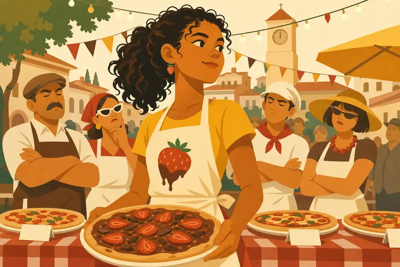 Cover illustration for Strawberries on the Scoreboard, A2 Spanish story
