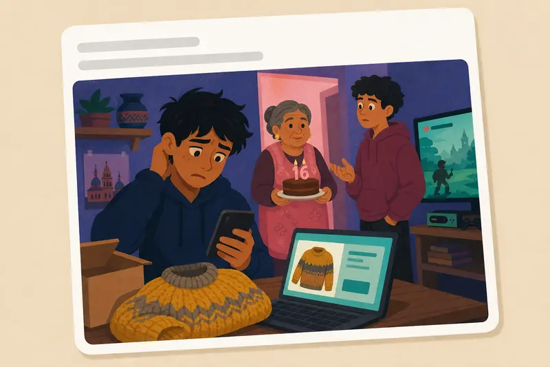 Cover illustration for AITJ for selling my birthday gift three days after I got it?, A2 Spanish story