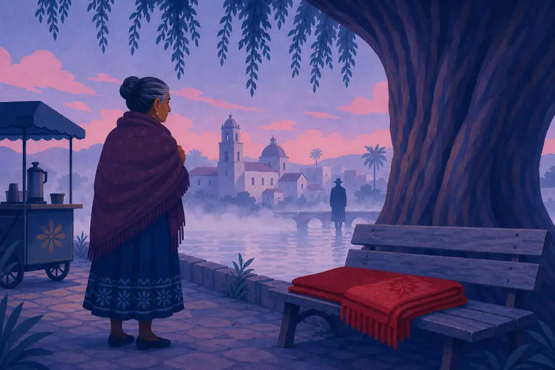 Cover illustration for A Black Hat at Six O'Clock, A0 Spanish story
