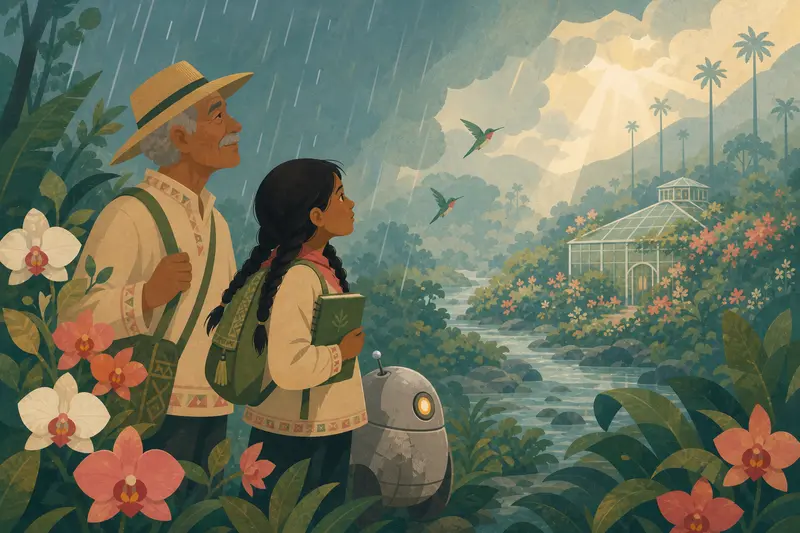 Cover illustration for Three Yellow Lights, A1 Spanish story
