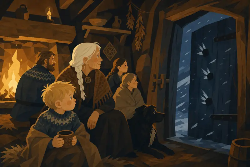 Cover illustration for Three Knocks in the Long Night, A0 Spanish story