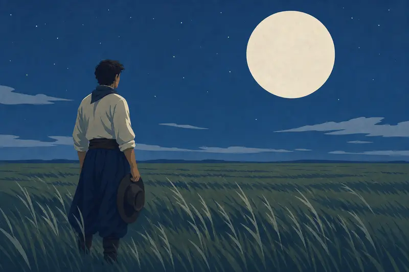Cover illustration for Walking With the Moon, A1 Spanish story