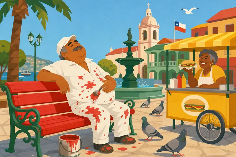Cover illustration for Red Paint, Red Pants, A0 Spanish story