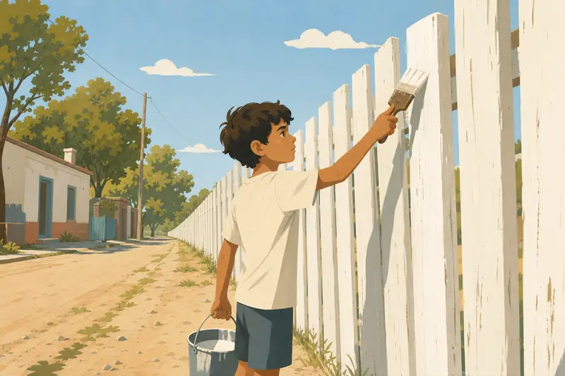 Cover illustration for The Long White Fence, A0 Spanish story