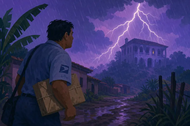 Cover illustration for The House Between Lightning Bolts, B2 Spanish story