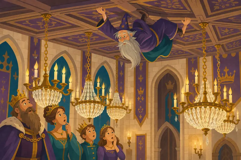 Cover illustration for The Wizard Who Lived Upside Down, B2 Spanish story