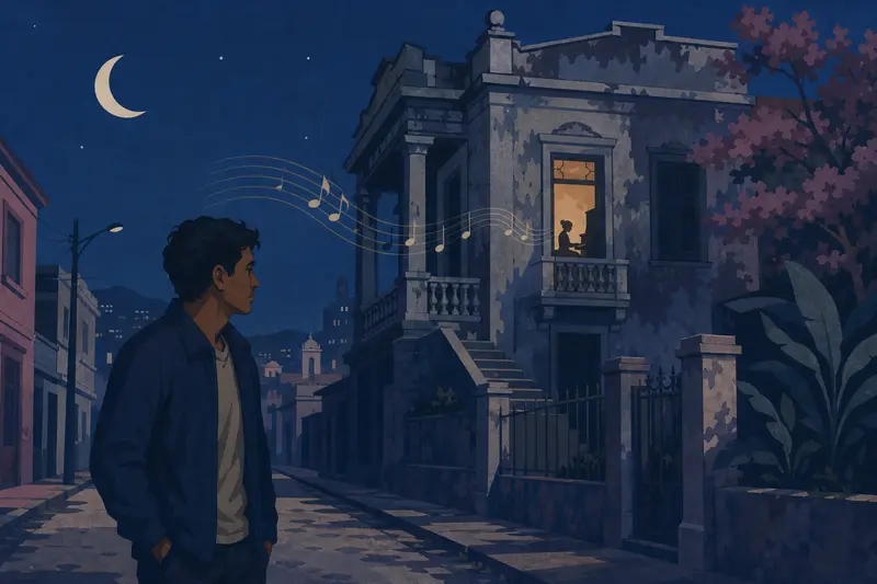 Cover illustration for The Music in the Old House, A0 Spanish story