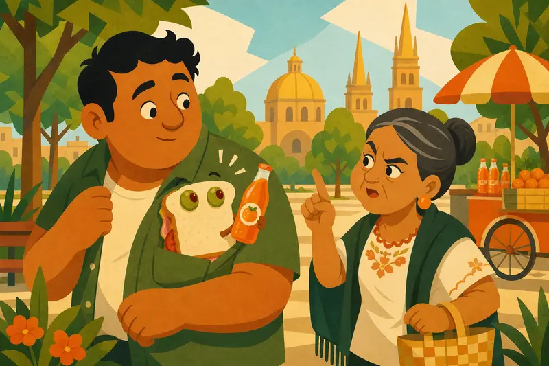 Cover illustration for One Orange Soda, Please, A1 Spanish story