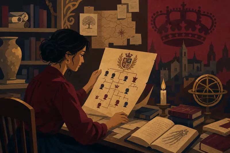 Cover illustration for The Eyes of the Crown, C2 Spanish story