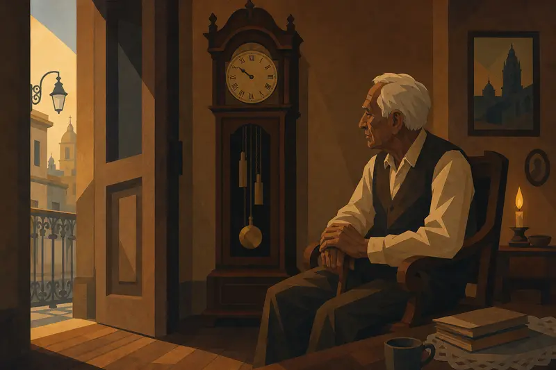 Cover illustration for The Clock That Knows, A0 Spanish story