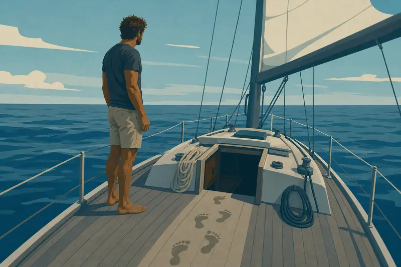 Cover illustration for Wet Footprints on an Empty Boat, B1 Spanish story