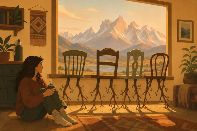 Cover illustration for The Chairs That Remember the Sun, A2 Spanish story