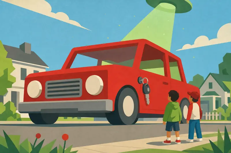 Cover illustration for The Red Toy Car, A1 Spanish story