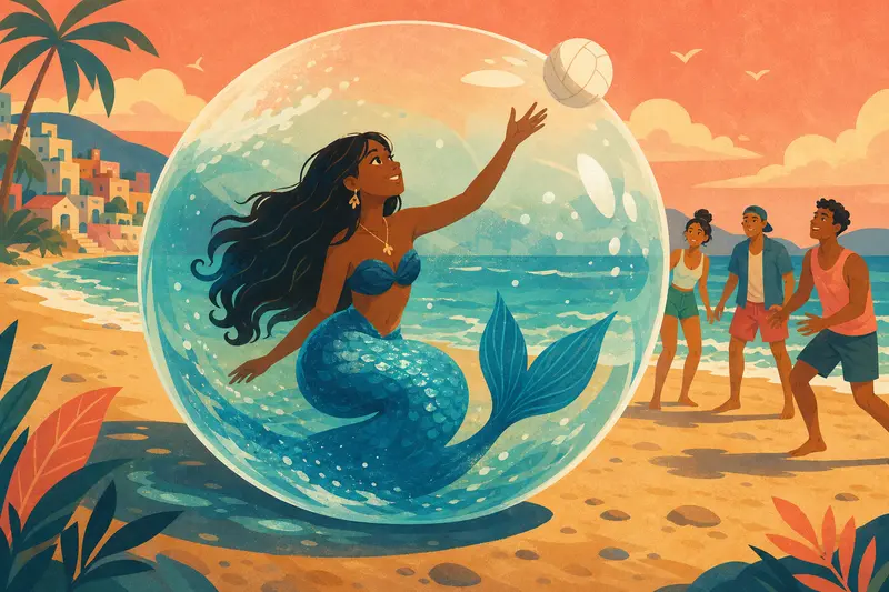 Cover illustration for The Mermaid on the Beach, A1 Spanish story