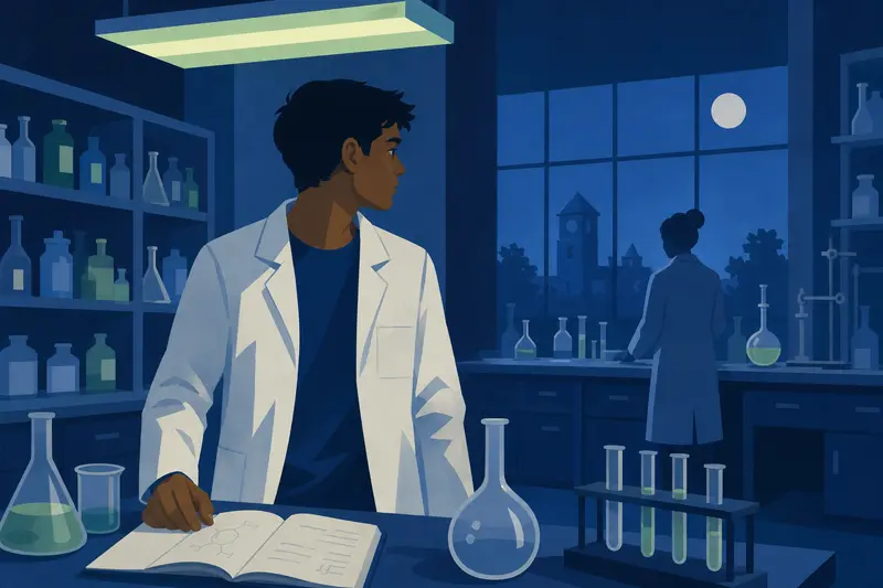 Cover illustration for The Last Student in Lab Seven, A2 Spanish story