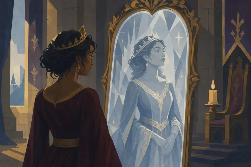 Cover illustration for What the Mirror Took, C1 Spanish story