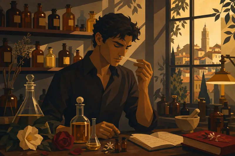 Cover illustration for The Scent of Complicity, C1 Spanish story
