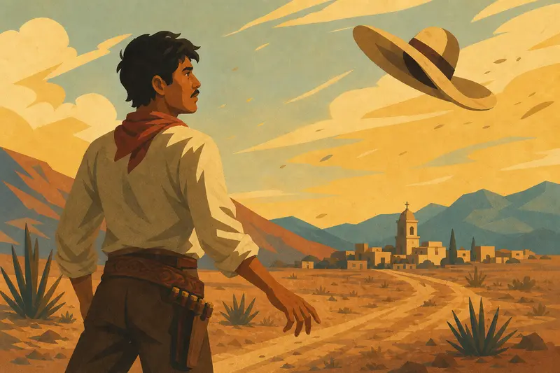 Cover illustration for His Father's Hat, A1 Spanish story