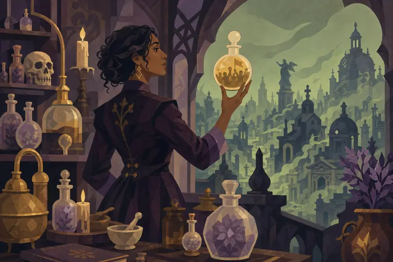 Cover illustration for The Perfumer of the Dead Quarter, C1 Spanish story