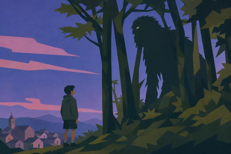 Cover illustration for The Monster in the Trees, B1 Spanish story