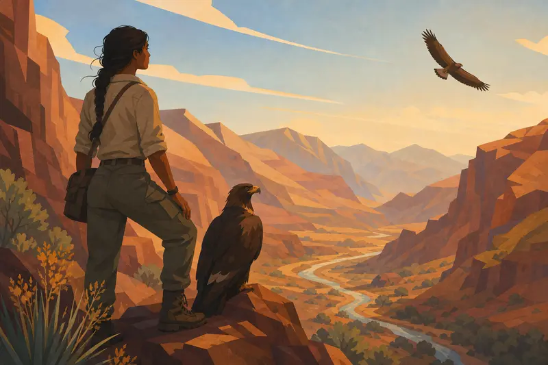 Cover illustration for The Eagle's Canyon, B1 Spanish story