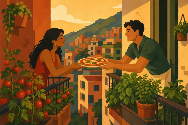Cover illustration for Between Two Balconies, A1 Spanish story
