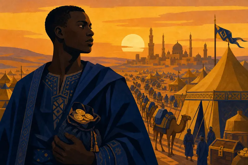 Cover illustration for The Goldkeeper of Mansa Musa, B2 Spanish story