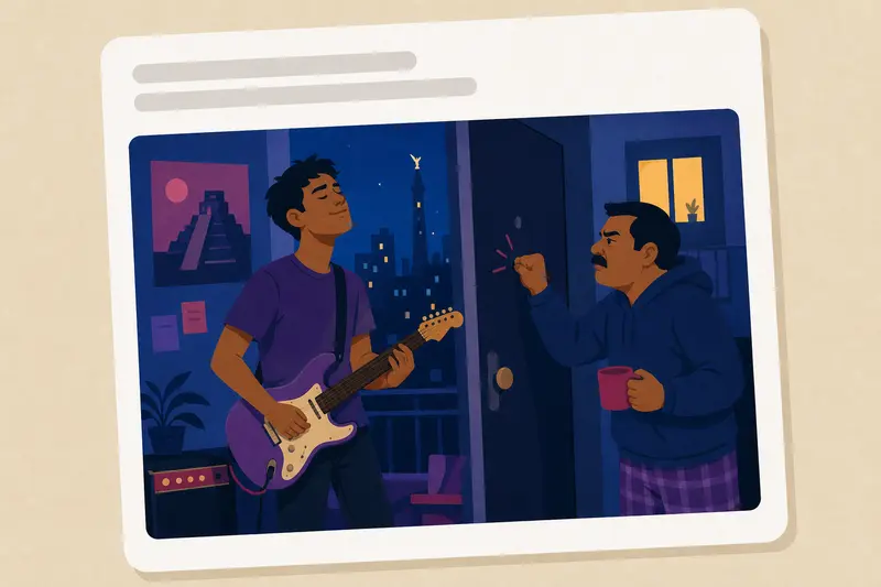 Cover illustration for AITJ for playing guitar at 2 AM and ignoring my neighbor?, A1 Spanish story
