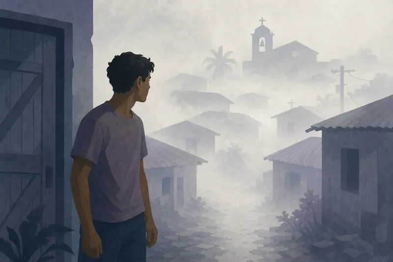 Cover illustration for The Shrinking Town, B1 Spanish story