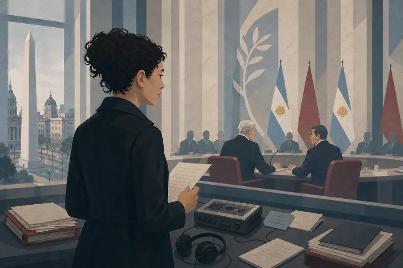 Cover illustration for The Verbatim Record, C1 Spanish story