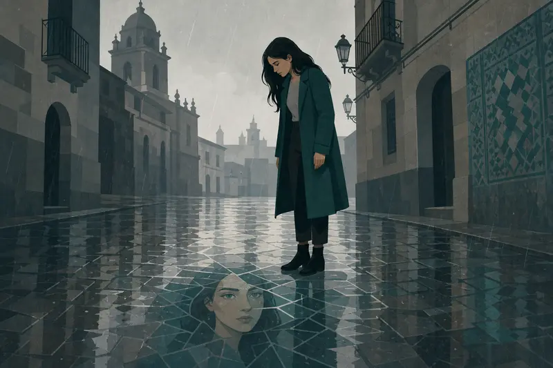 Cover illustration for The Glass Street, A1 Spanish story