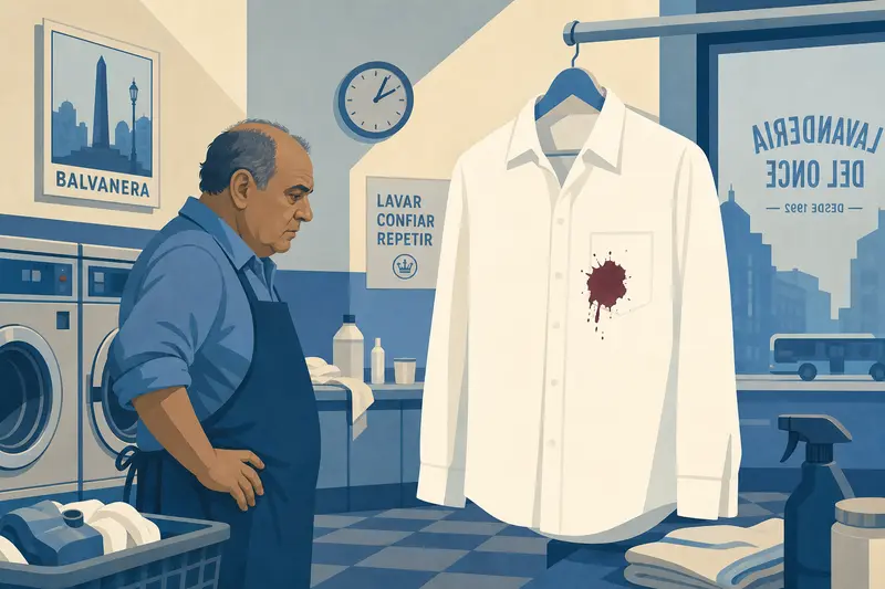 Cover illustration for The Stain That Knew His Name, C1 Spanish story