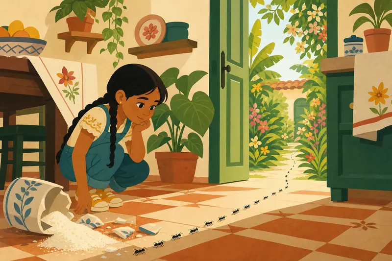 Cover illustration for Follow the Black Line, A0 Spanish story