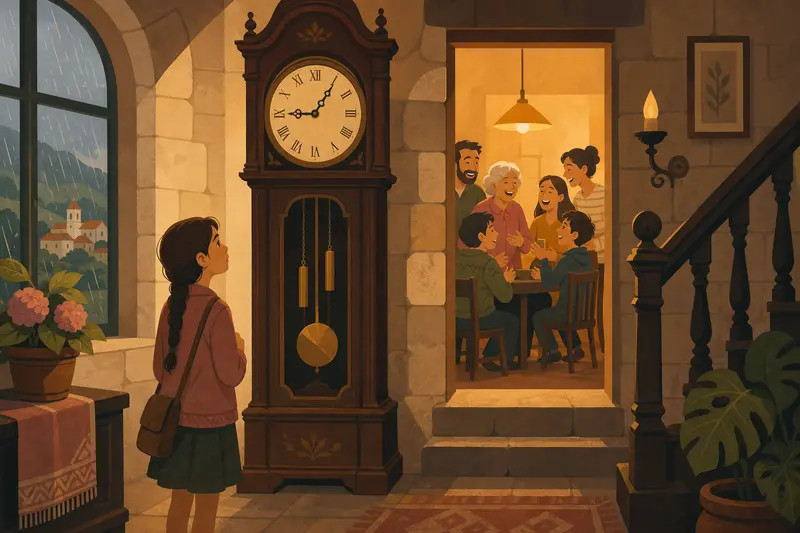 Cover illustration for The Clock That Won't Walk, A0 Spanish story