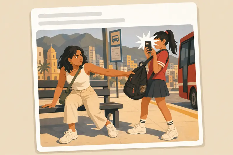 Cover illustration for AITJ for taking a teenager's bag when she wouldn't stop photographing me?, A0 Spanish story