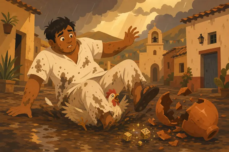 Cover illustration for The God Who Tripped, B1 Spanish story