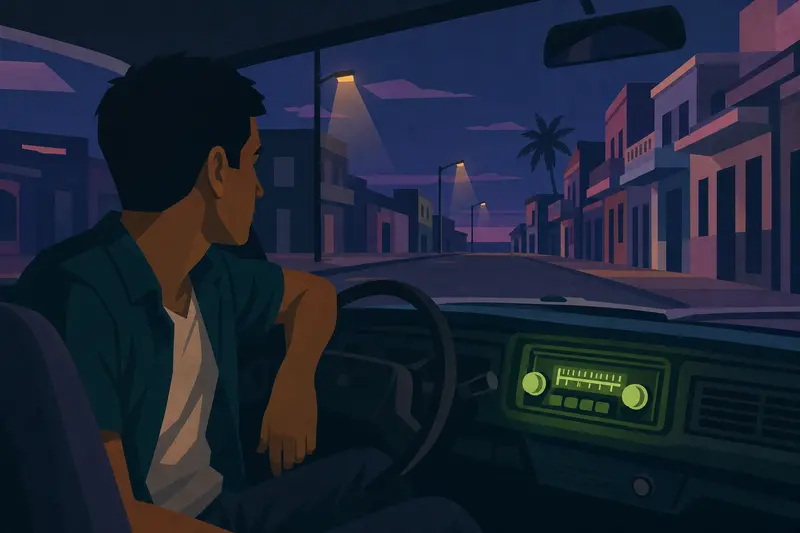 Cover illustration for The Voice on the Radio, A2 Spanish story