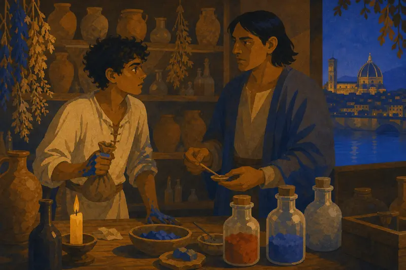 Cover illustration for The Blue That Cannot Be Bought, B2 Spanish story