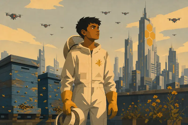 Cover illustration for The Last Hive, C1 Spanish story