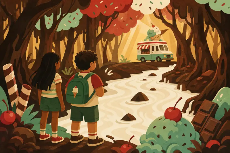 Cover illustration for The Chocolate Forest, A2 Spanish story