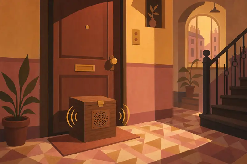 Cover illustration for The Boxes That Hummed, A2 Spanish story