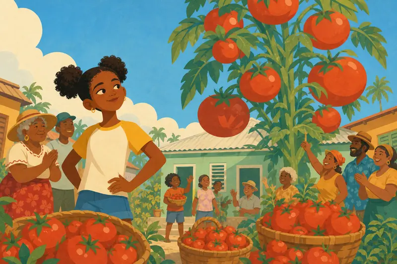 Cover illustration for The Day of a Hundred Tomatoes, A1 Spanish story