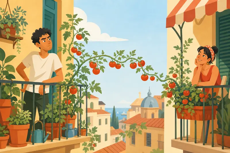 Cover illustration for The Tomato Bridge, B2 Spanish story
