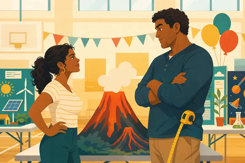 Cover illustration for Two Volcanoes and a Dinner, B1 Spanish story