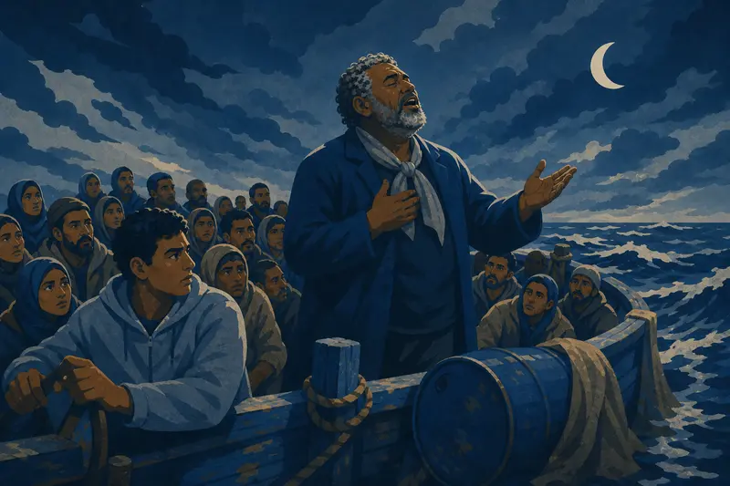 Cover illustration for A Funeral Song for the Living, B2 Spanish story