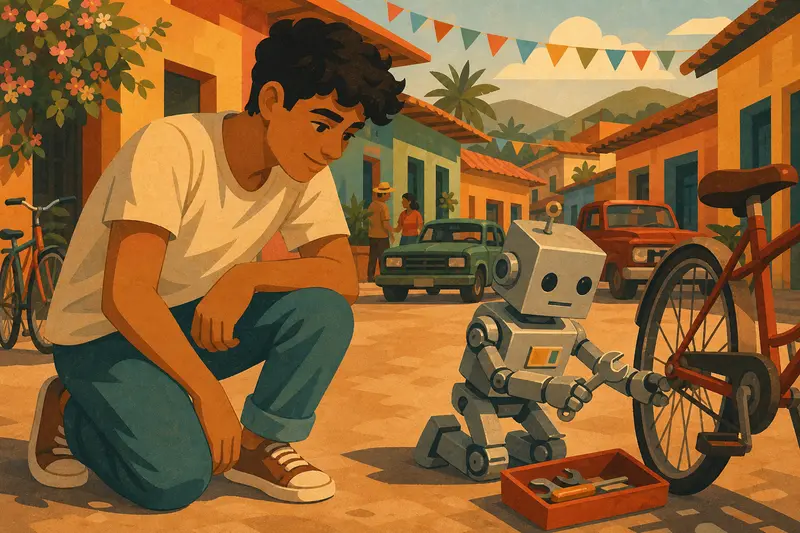 Cover illustration for The Little Robot That Woke Up, A2 Spanish story