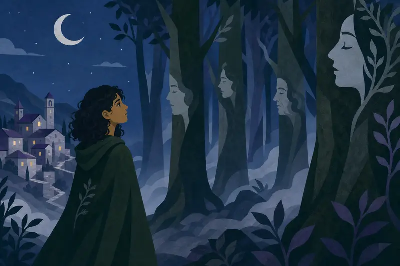 Cover illustration for The Night the Trees Spoke Back, A2 Spanish story